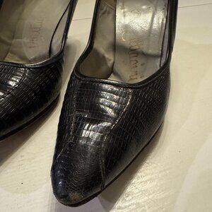 Vintage Black Lizard Skin Pumps Size 7M
